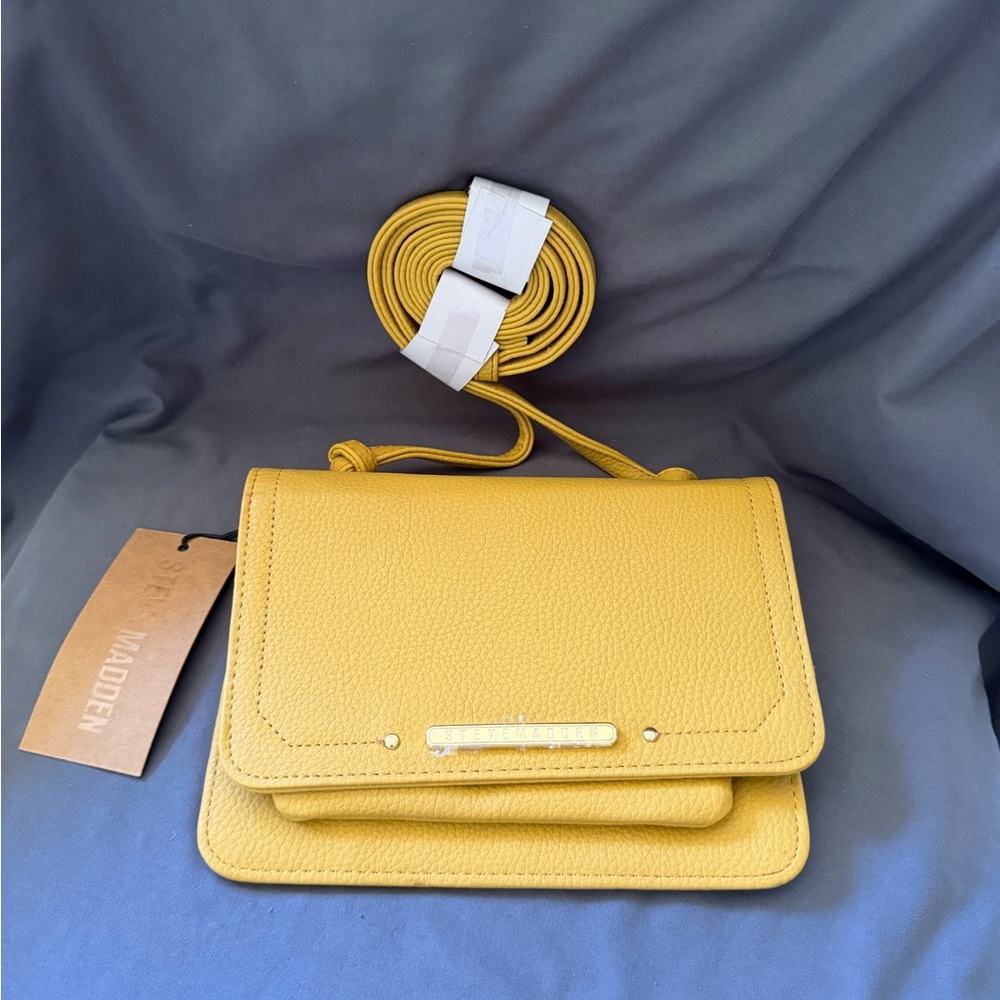 Steve Madden Mustard Yellow Pebbled Crossbody Bag